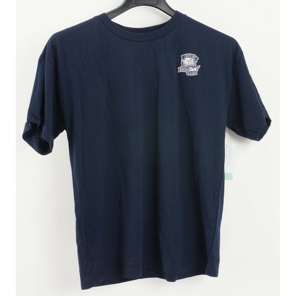 New ABOUND Open Book Club Women's M Short Sleeve Navy Blue Graphic Crew T-Shirt